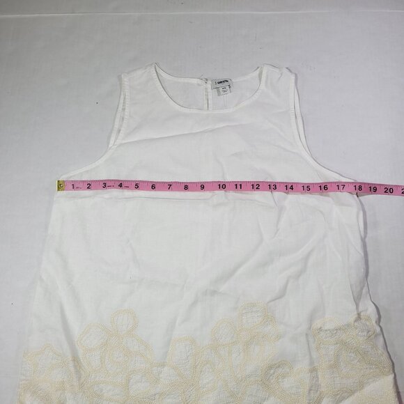 J. Crew Women White Linen Blend Sleeveless Top With Floral Lace Hem Size XS - Picture 6 of 7
